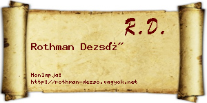 Rothman Dezső névjegykártya